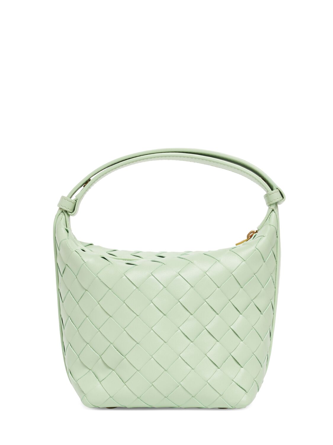 Shop Bottega Veneta Candy Wallace Leather Top Handle Bag In Fresh Mint