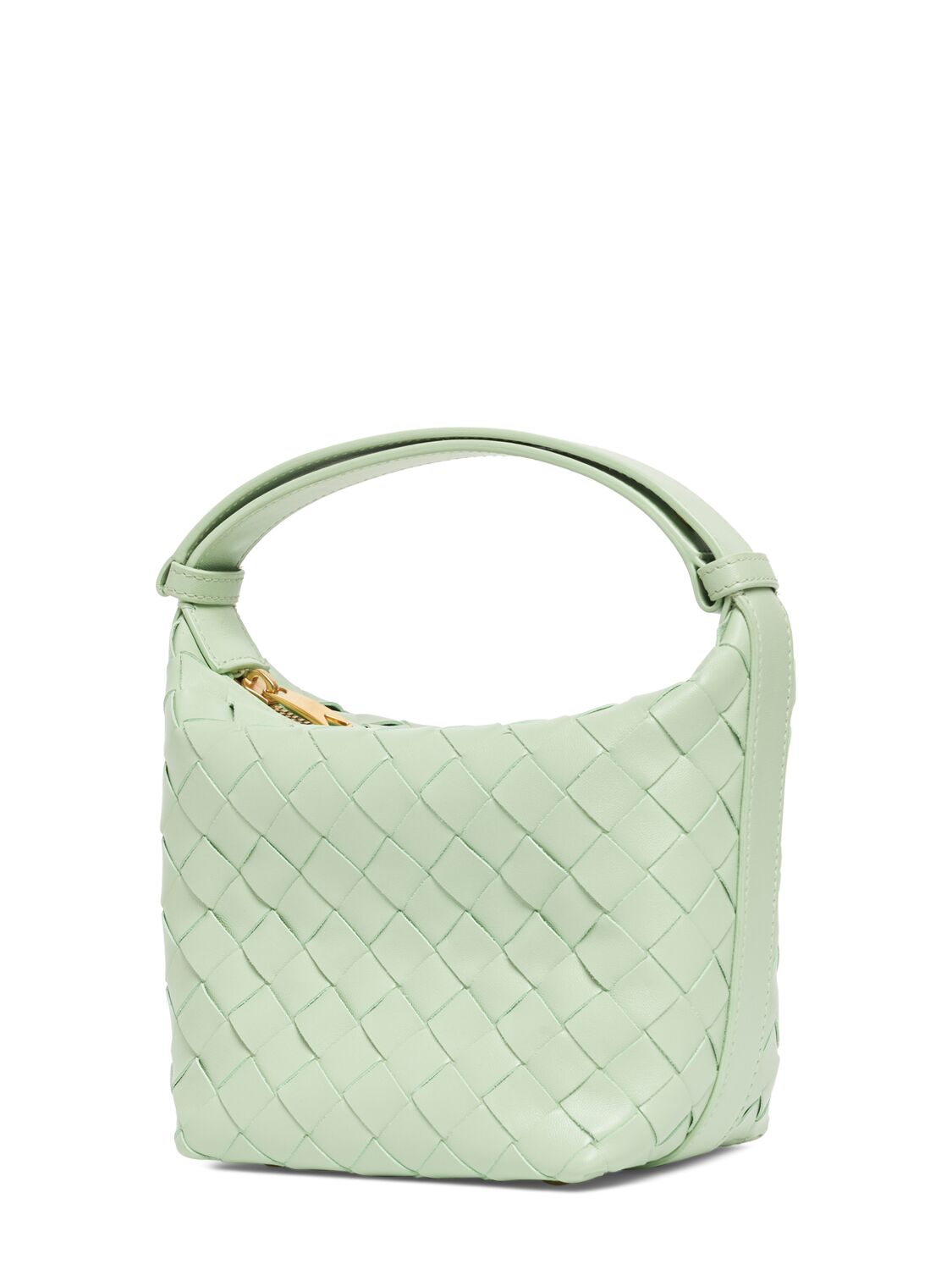 Shop Bottega Veneta Candy Wallace Leather Top Handle Bag In Fresh Mint