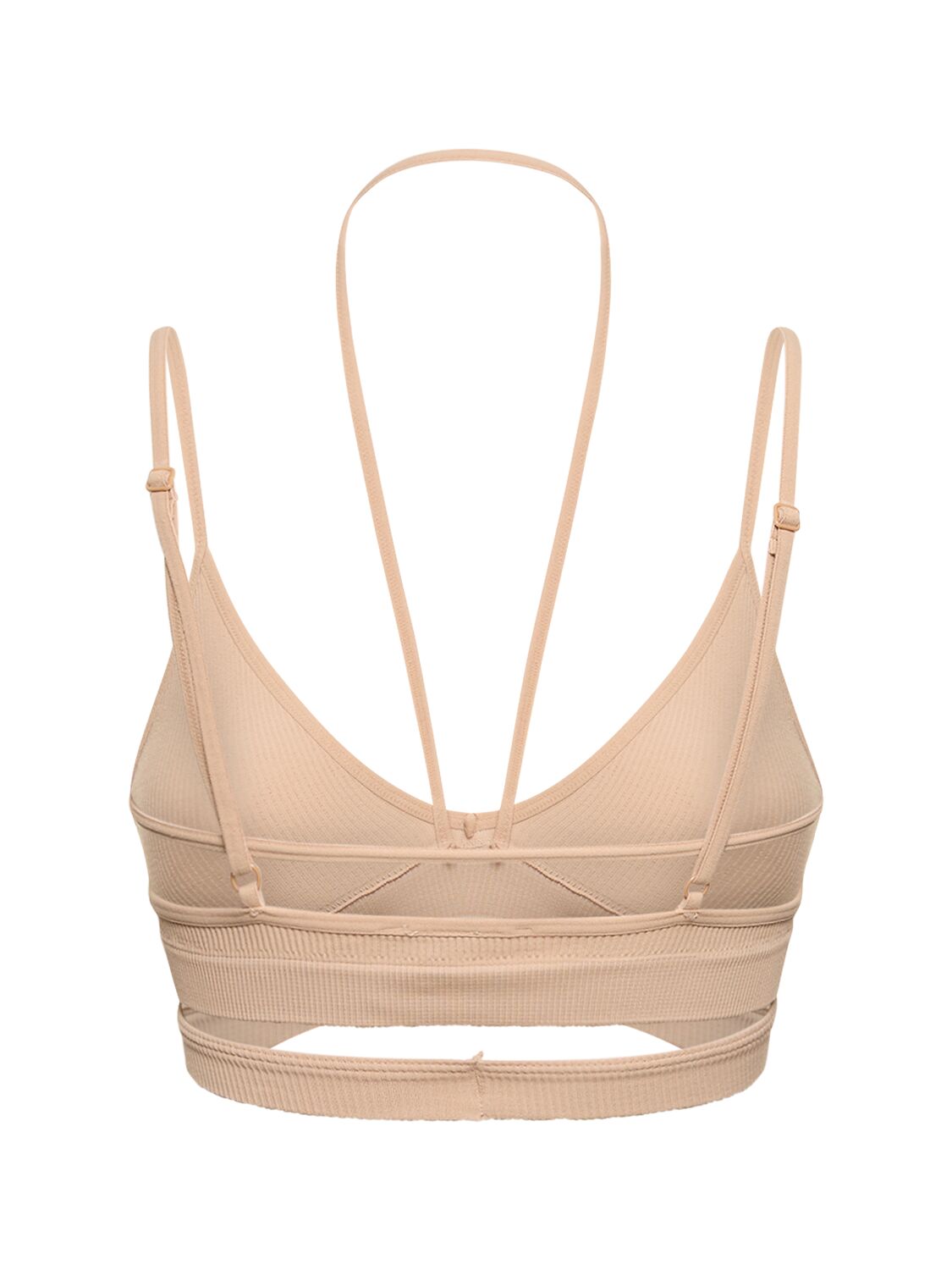 Shop Andreädamo Ribbed Jersey Double Bra In Hautfarben