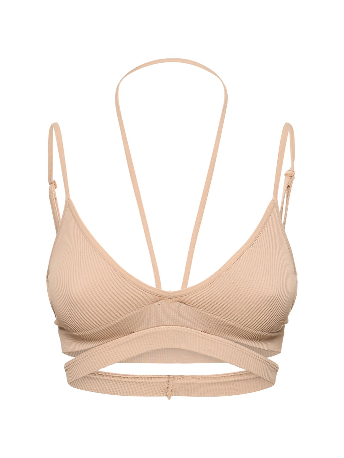 Andreädamo Ribbed Jersey Double Bra In Neutral