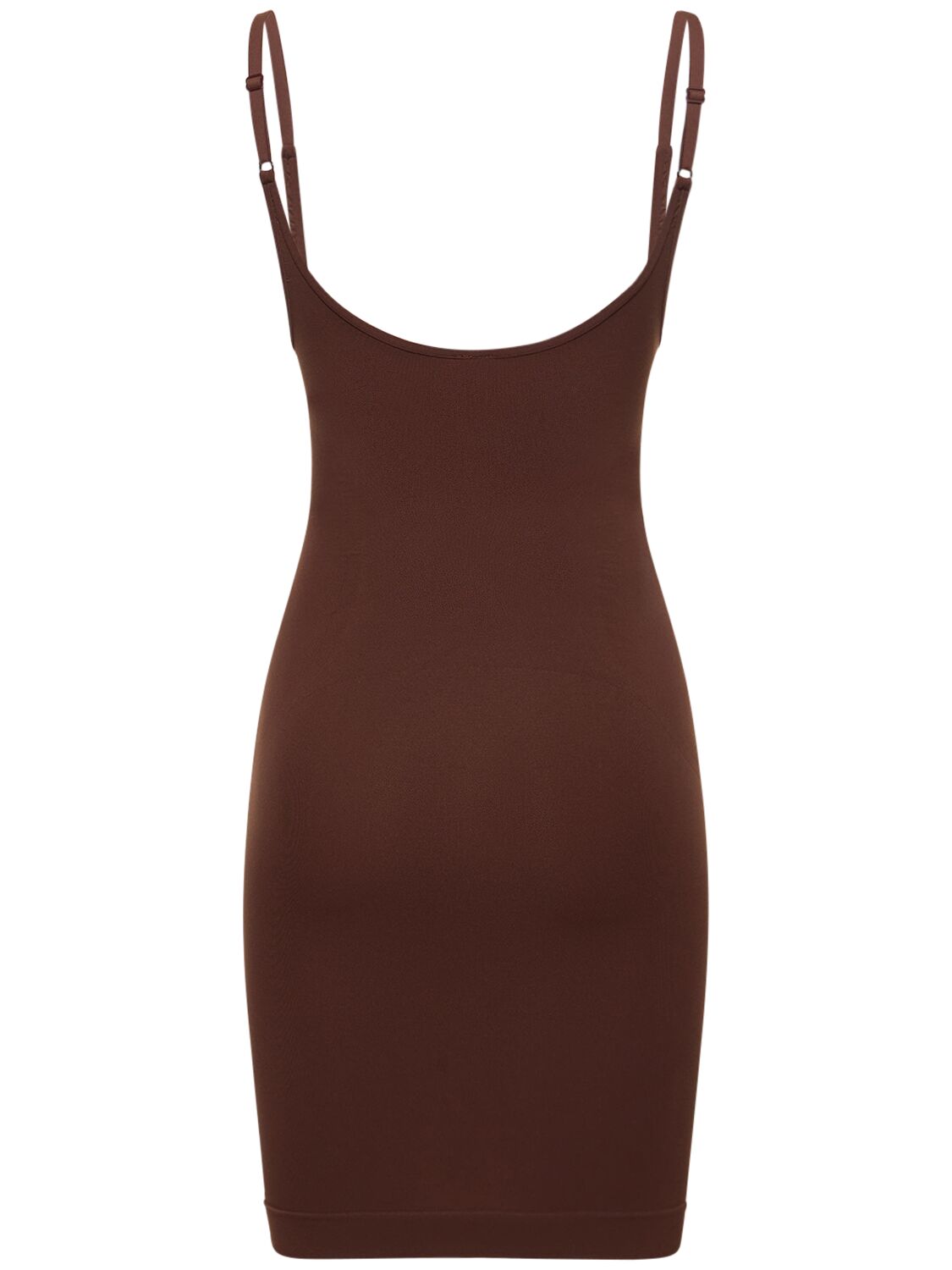 Shop Andreädamo Sculpting Jersey Slip-on Mini Dress In Brown