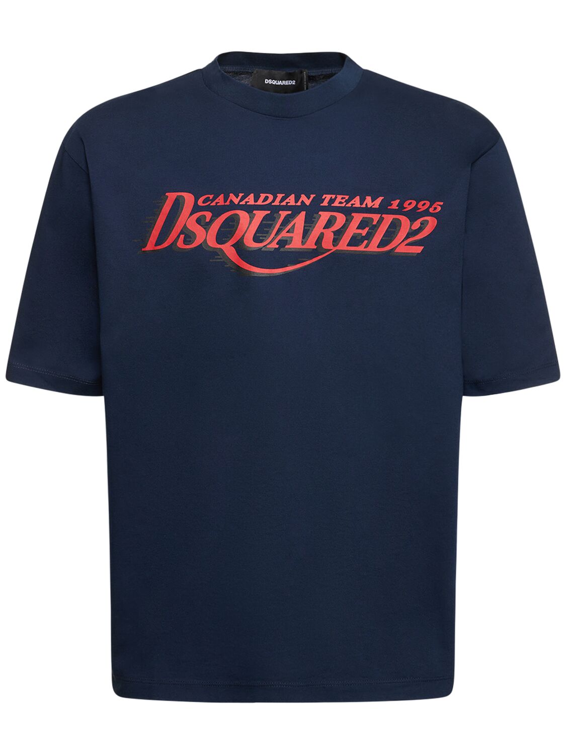 Dsquared2 Logo Printed Cotton T-shirt In Navy