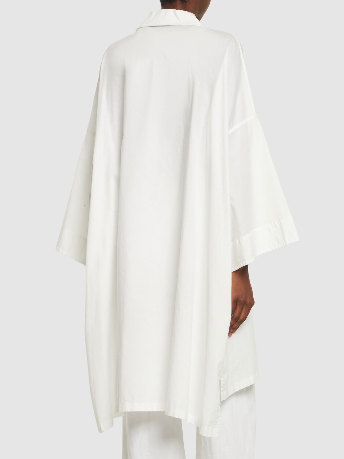 Yohji Yamamoto Oversize Cotton Twill Long Shirt In White