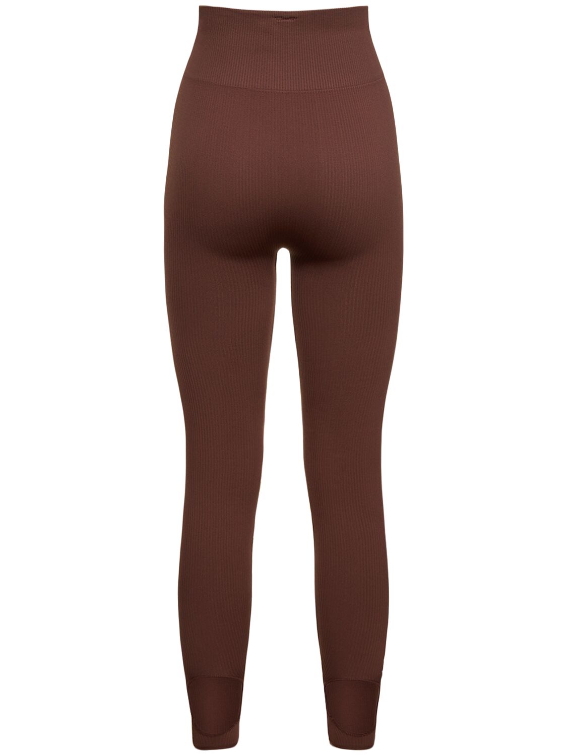 Andreädamo Brown Ribbed Open Toe Leggings In Brown