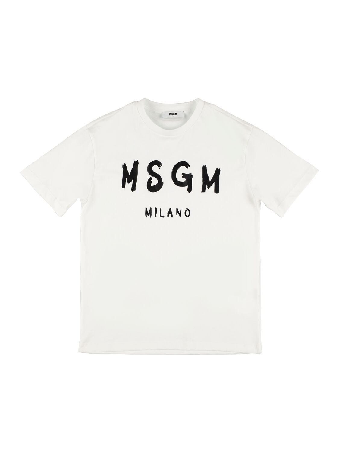 Msgm Kids' Printed Logo Cotton Jersey T-shirt In White