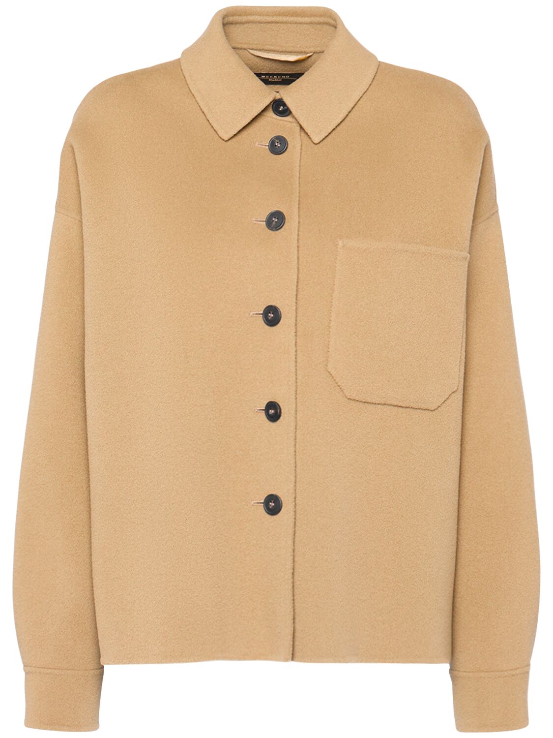 Weekend Max Mara Emiro Wool Shirt Jacket In Dark Beige