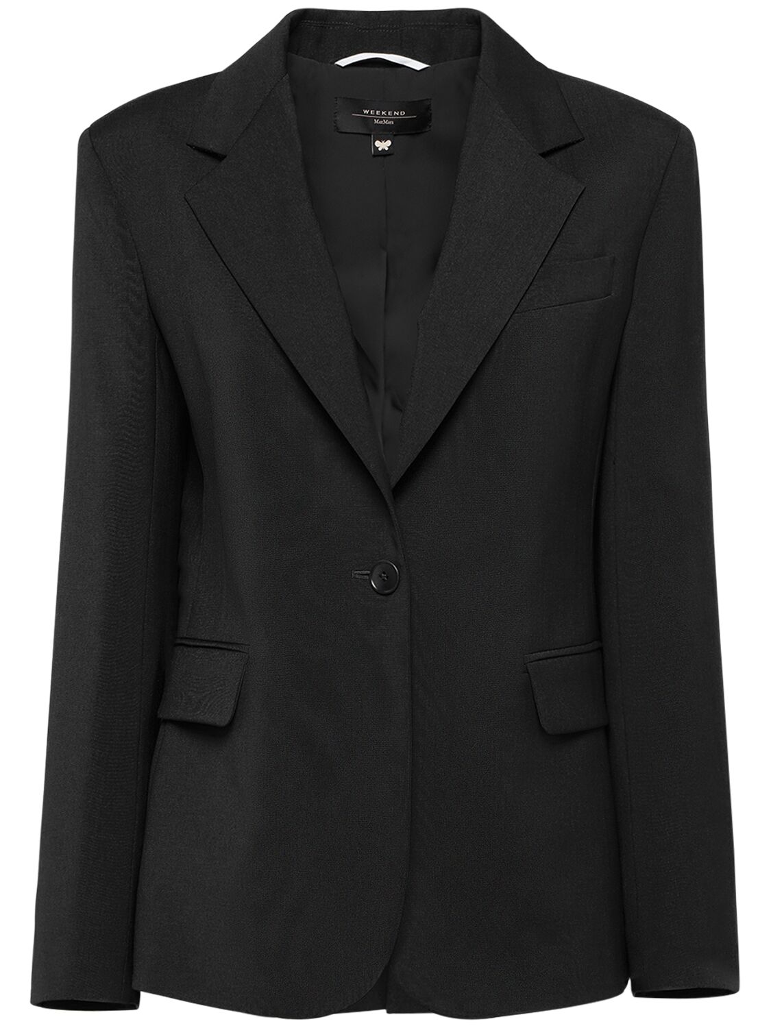 Weekend Max Mara Lamine Stretch Wool Jacket In Black