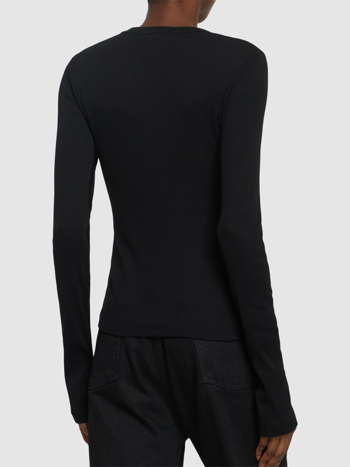 Shop Helmut Lang Base Rib Cotton T-shirt In Black