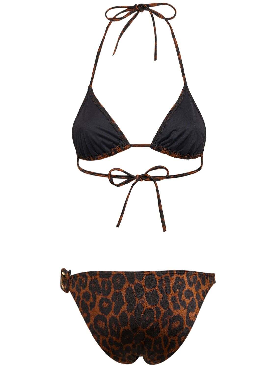 Shop Tom Ford Printed Triangle Bikini Set In Black,brown