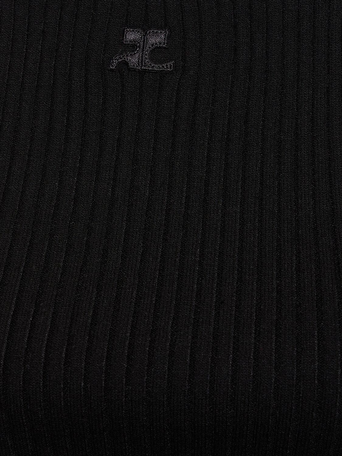Shop Courrèges Holistic Rib Knit Viscose Blend Tank Top In Black