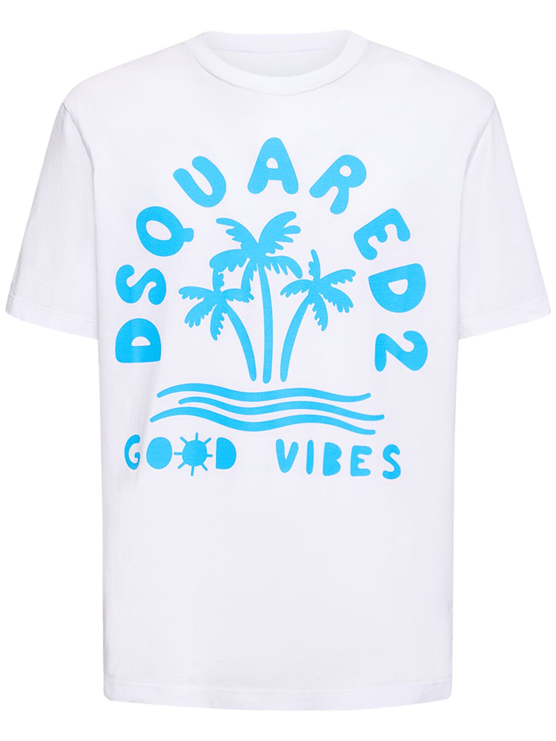 Dsquared2 Printed Japanese Cotton Jersey T-shirt In White