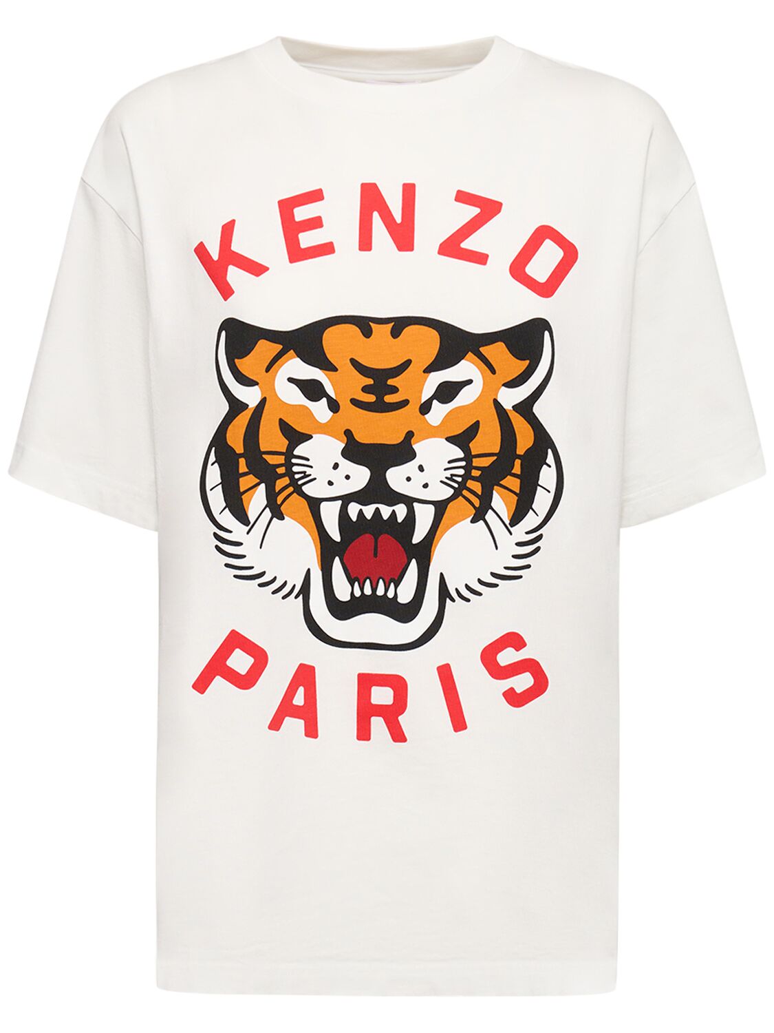 Shop Kenzo Lucky Tiger Oversize Cotton T-shirt In White