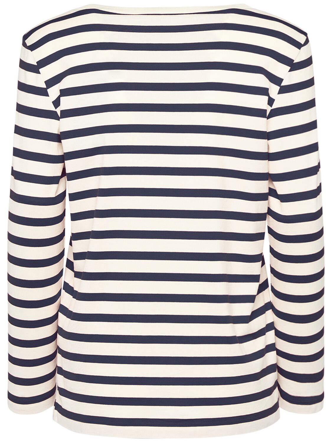 Shop Weekend Max Mara Leida Striped Jersey Long Sleeve T-shirt In Ecru/blue