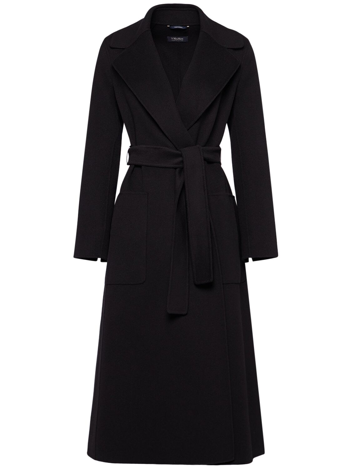 Shop 's Max Mara Paolore Belted Wool Long Coat In Black