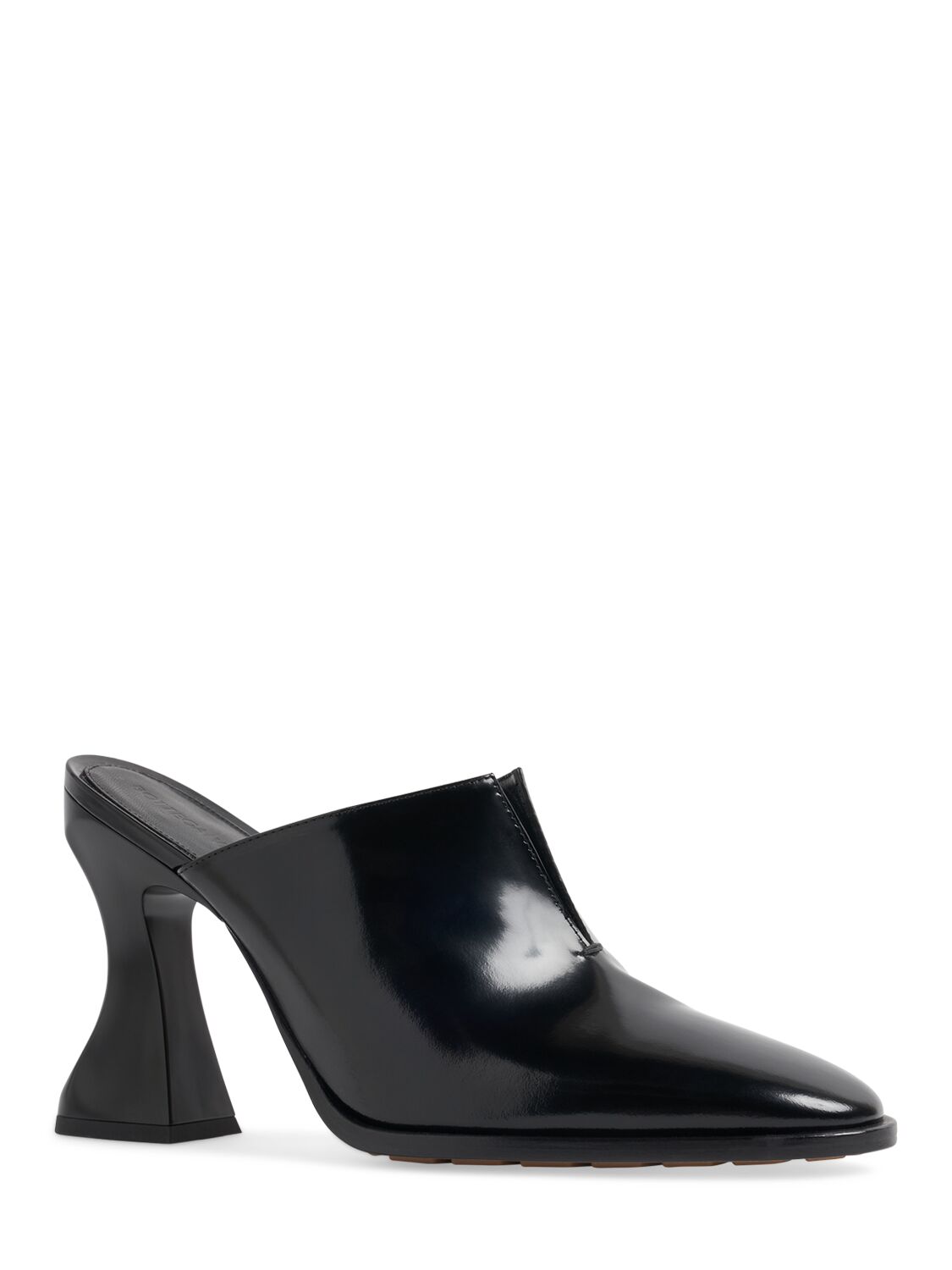 Shop Bottega Veneta 100mm Cha-cha Vinyl-heeled Mules In Black