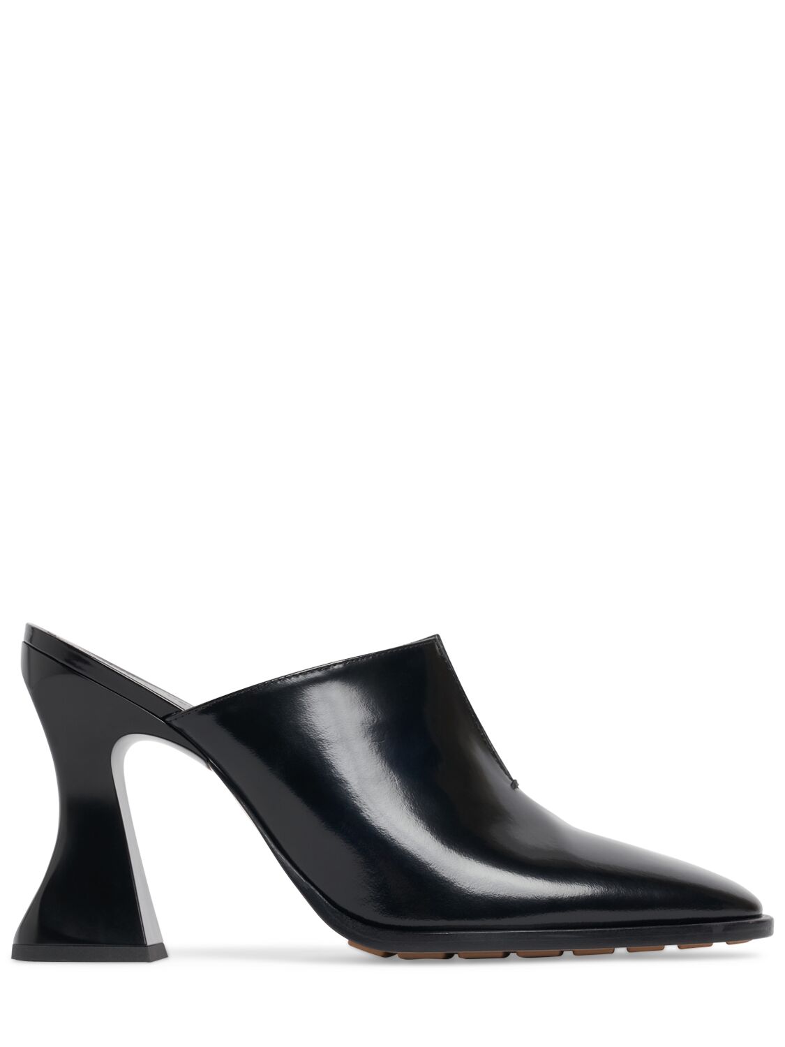 Shop Bottega Veneta 100mm Cha-cha Vinyl-heeled Mules In Black