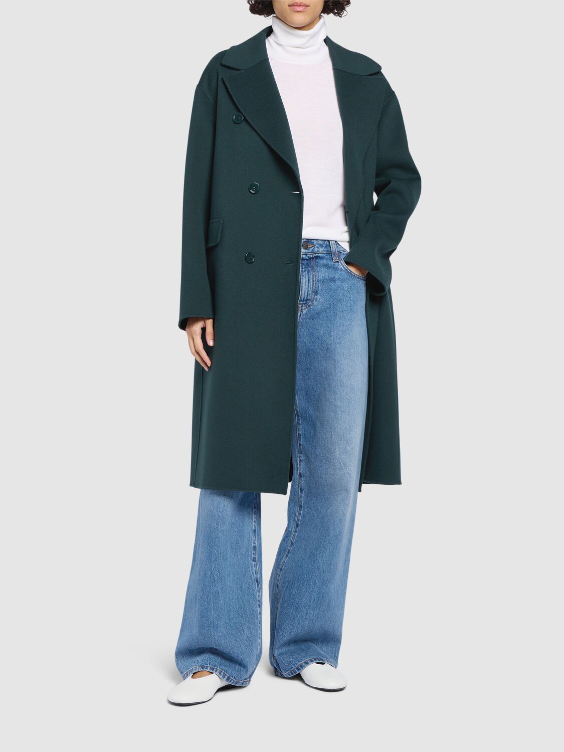 Shop 's Max Mara Oliver Double Breasted Wool Coat In Dark Green