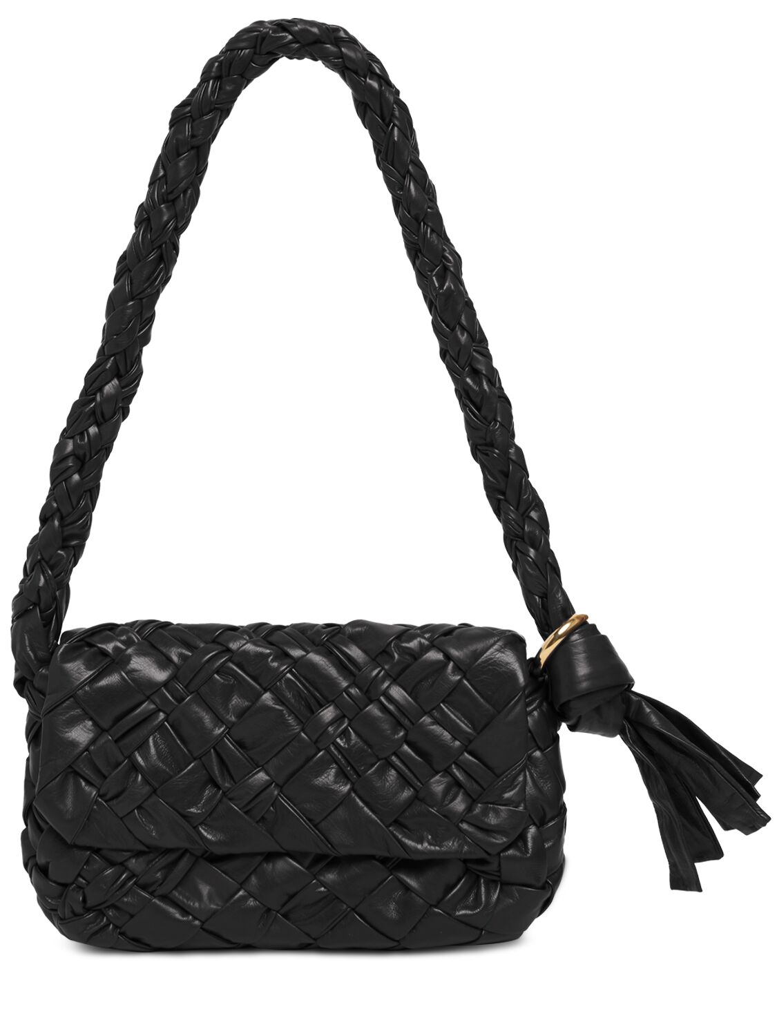 Shop Bottega Veneta Kalimero Città Leather Shoulder Bag In Black