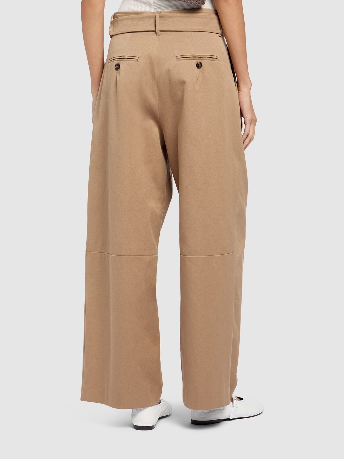 Shop 's Max Mara Dina Cotton Gabardine Wide Pants In Camel