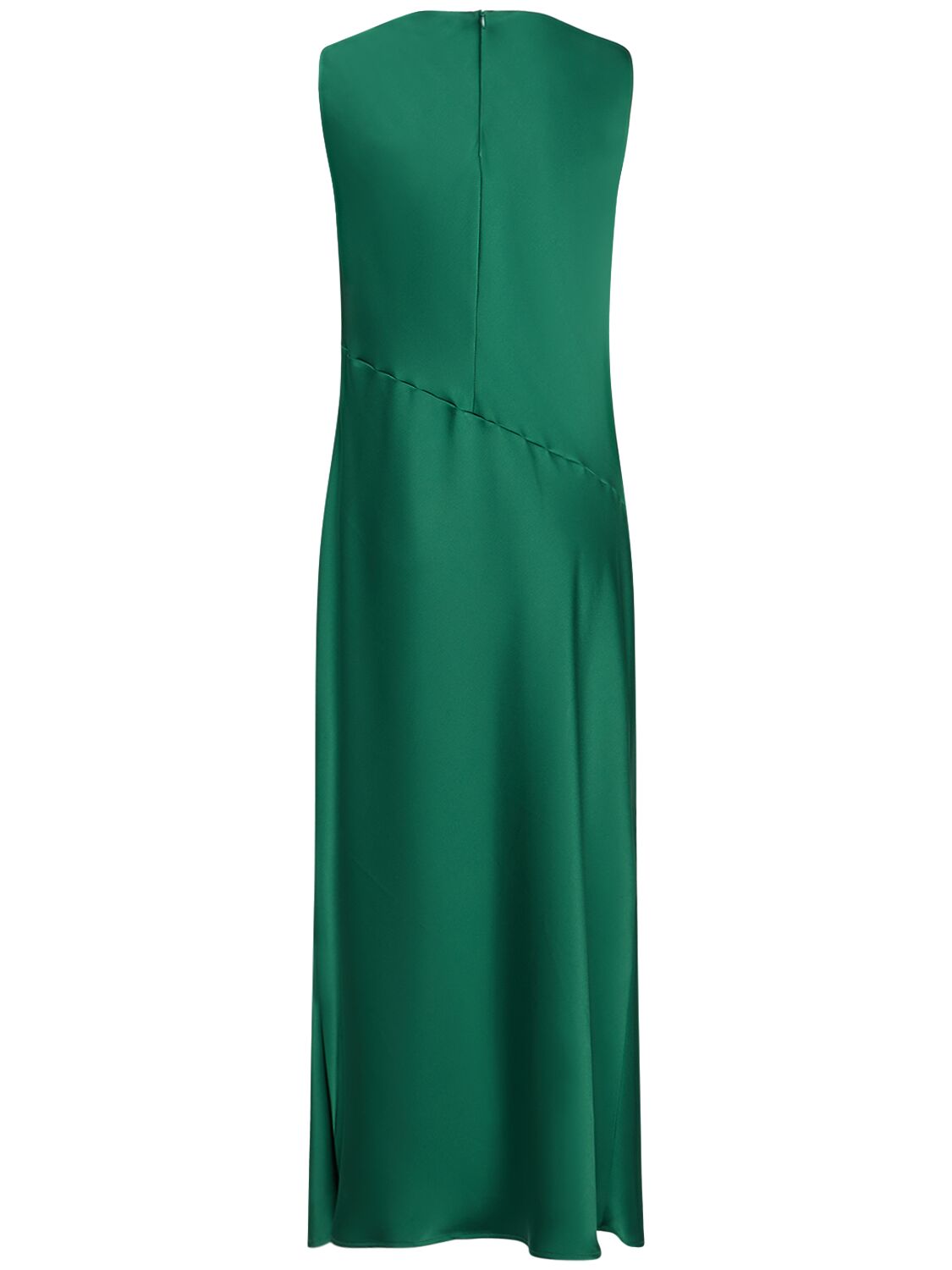 Shop Weekend Max Mara Giubba Sleeveless Satin Midi Dress In Green