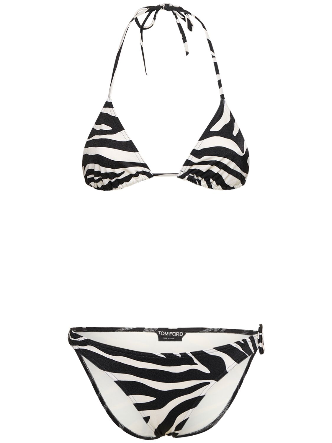Shop Tom Ford Printed Triangle Bikini Set In Black,white