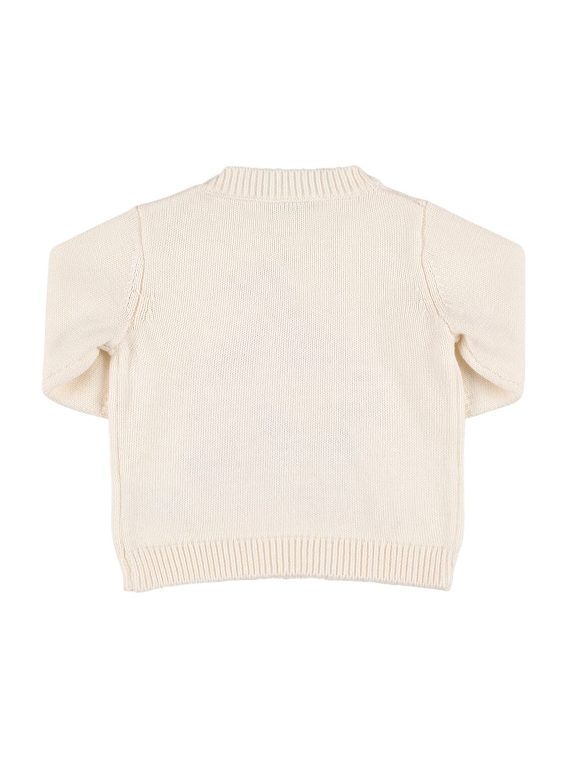 Shop Bonpoint Cotton Blend Sweater In White,beige