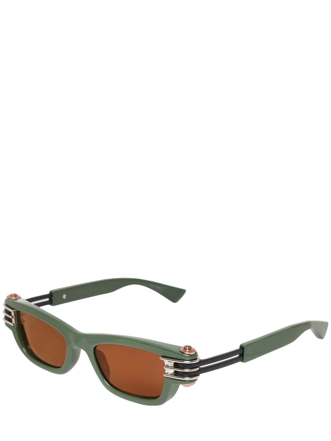 Shop Bottega Veneta Bolt Squared Injected Acetate Sunglasses In Green