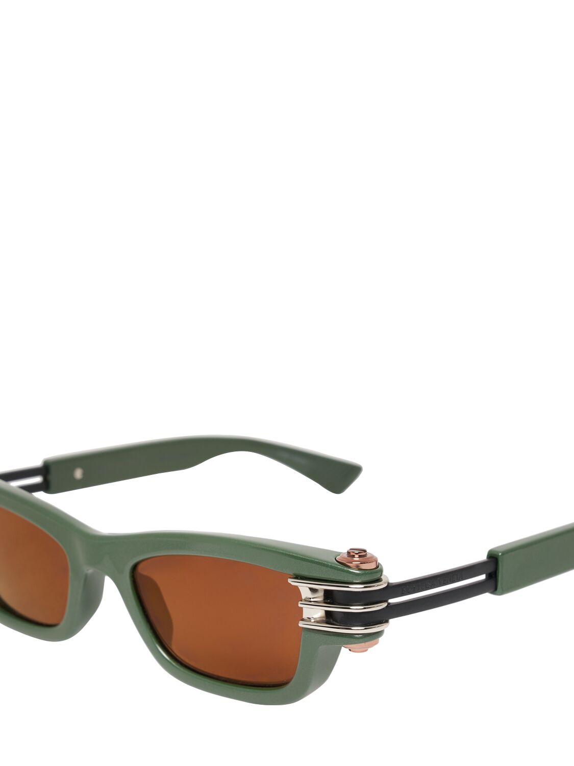 Shop Bottega Veneta Bolt Squared Injected Acetate Sunglasses In Green