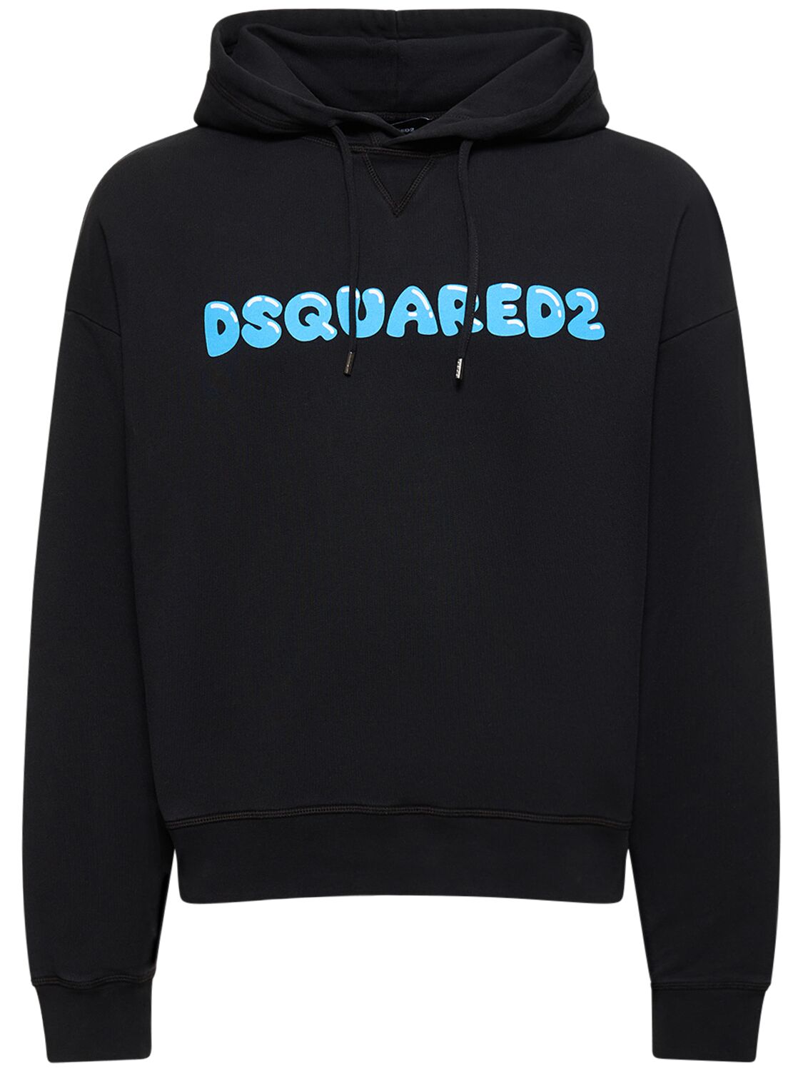 Dsquared2 Logo Relaxed Cotton Hoodie In Black