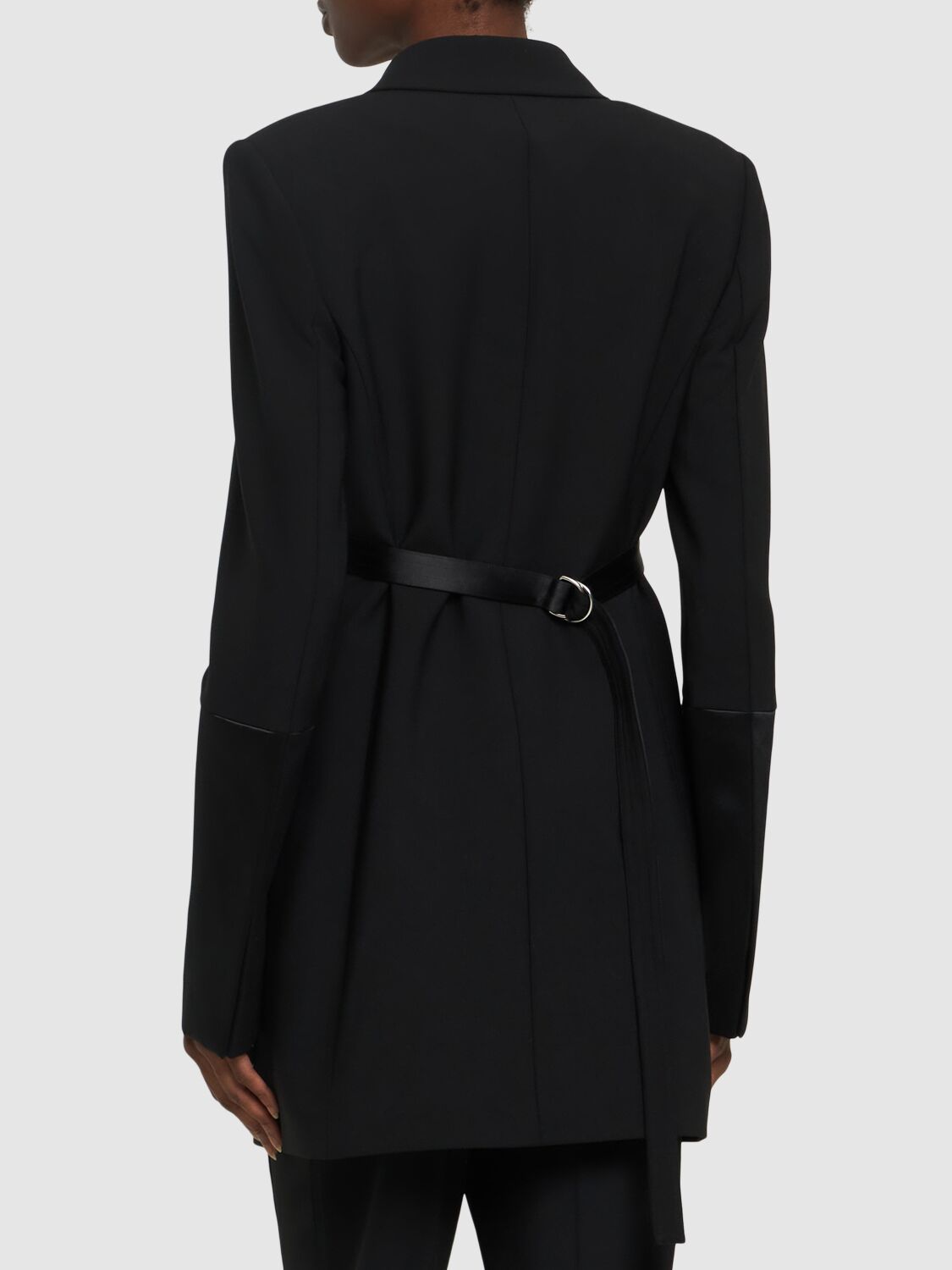 Shop Helmut Lang Wool Blend Tuxedo Blazer In Black