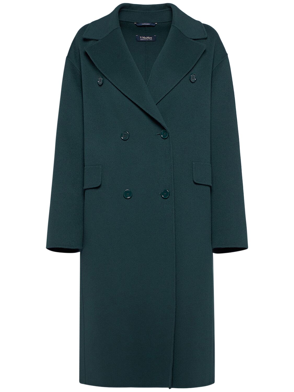 Shop 's Max Mara Oliver Double Breasted Wool Coat In Dark Green