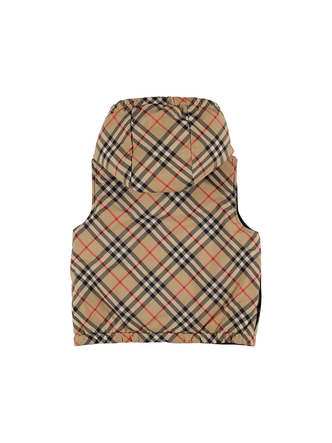 Shop Burberry Check Print Nylon Puffer Vest In Beige