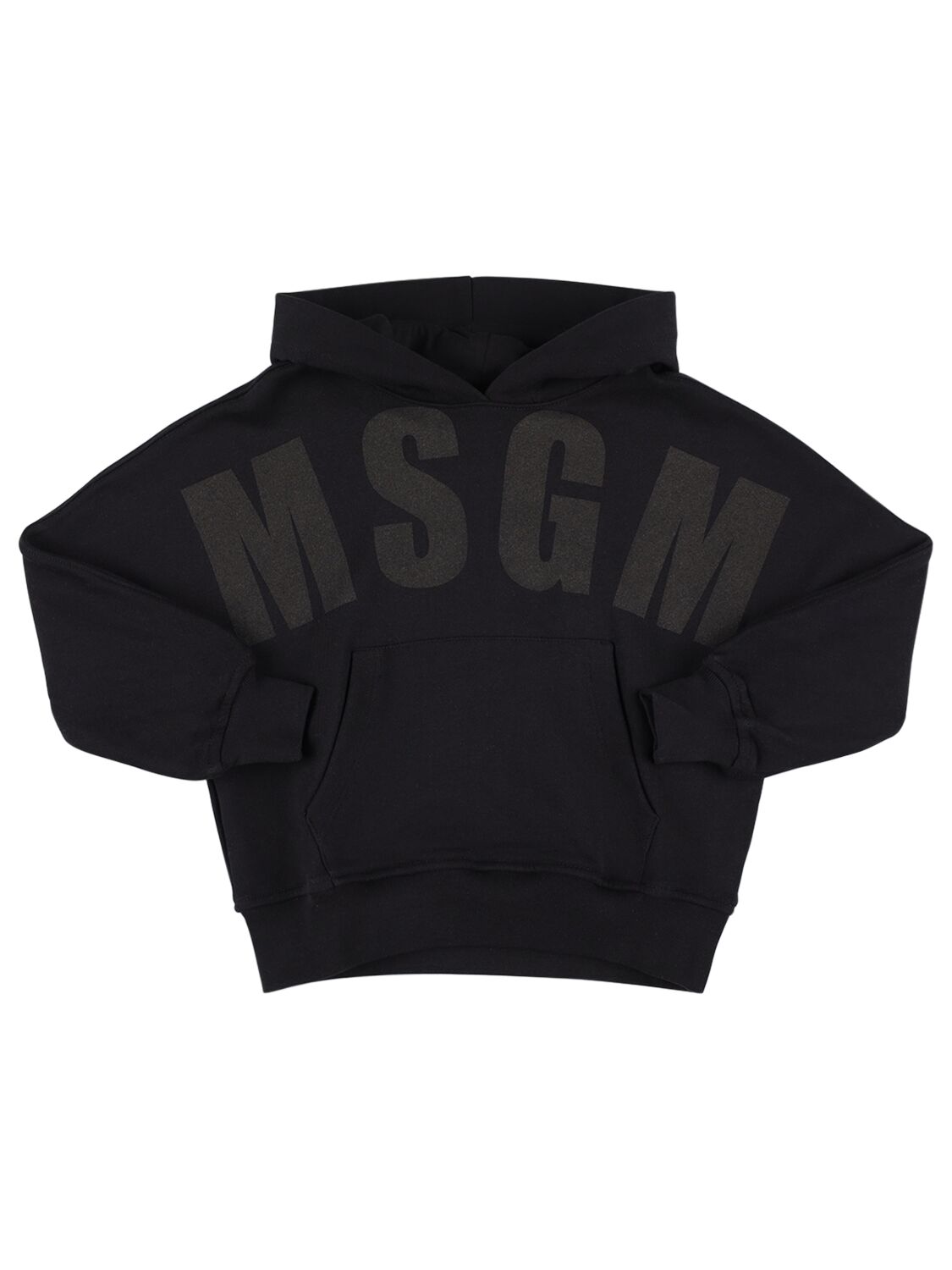 Msgm Kids' Hooded Cotton Sweatshirt In Black