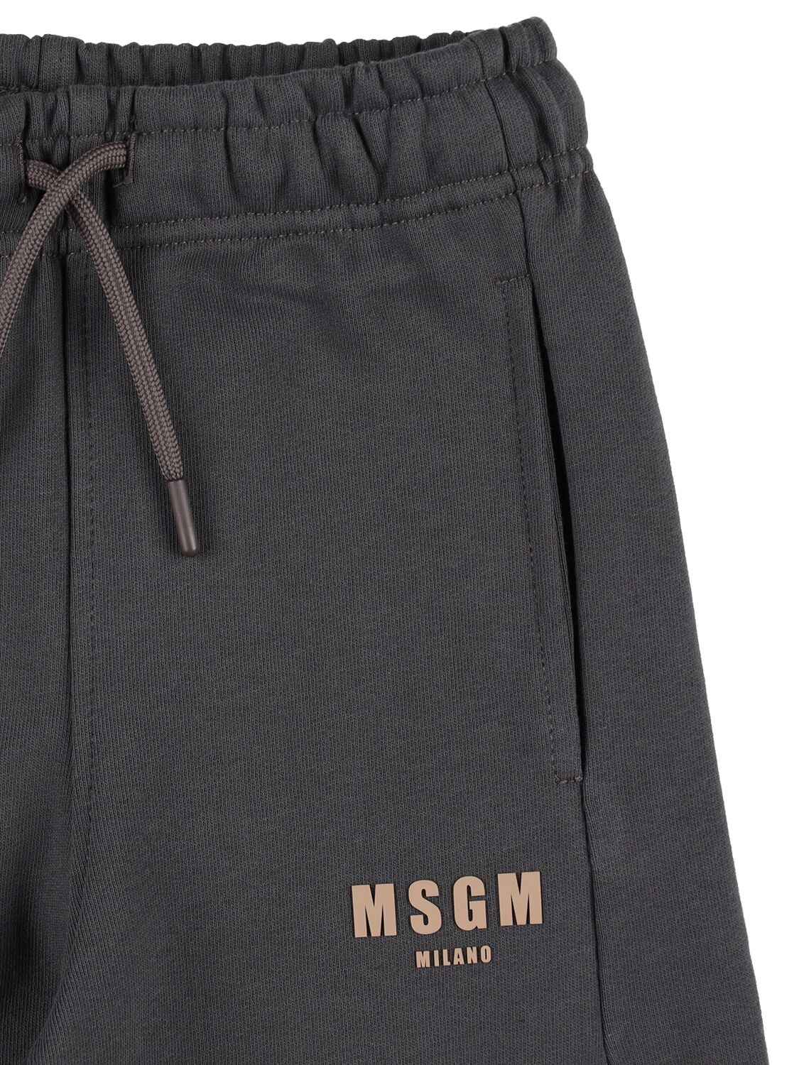 Shop Msgm Cotton Sweatpants In Dark Grey