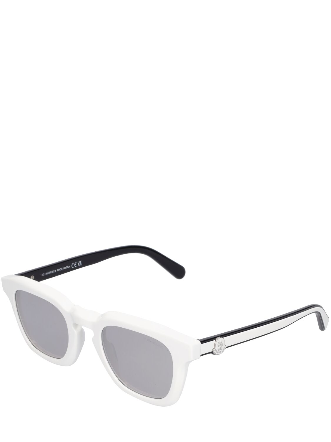 Shop Moncler Gradd Squared Acetate Sunglasses In Shiny White