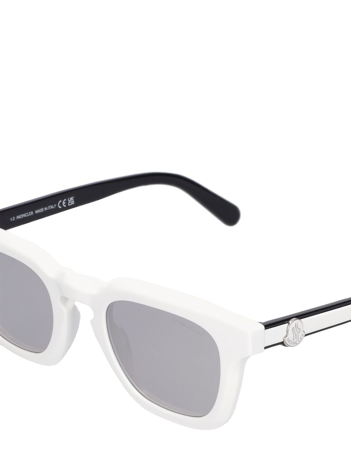 Shop Moncler Gradd Squared Acetate Sunglasses In Shiny White