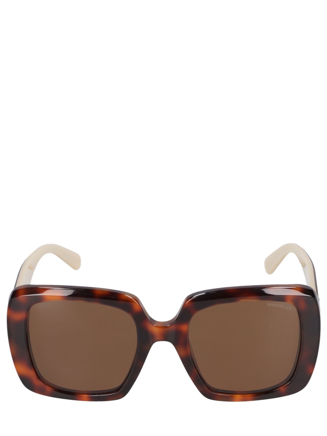Moncler Blanche Acetate Squared Sunglasses In Havana Brown