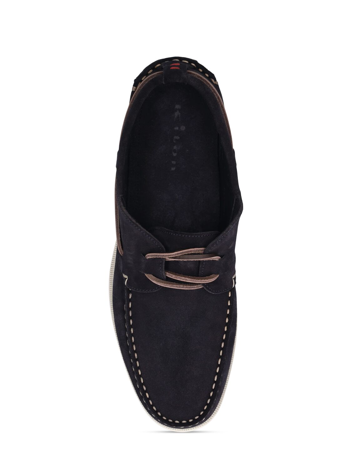 Shop Kiton Suede Boat Shoe Loafers In Navy