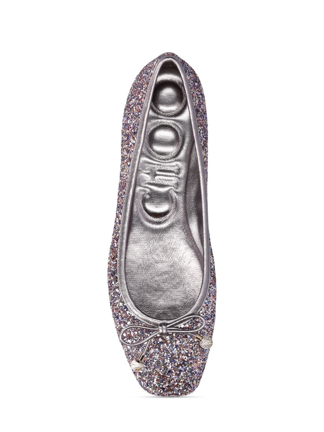 Shop Jimmy Choo 10mm Elme Glittered Ballerina Flats In Multicolor