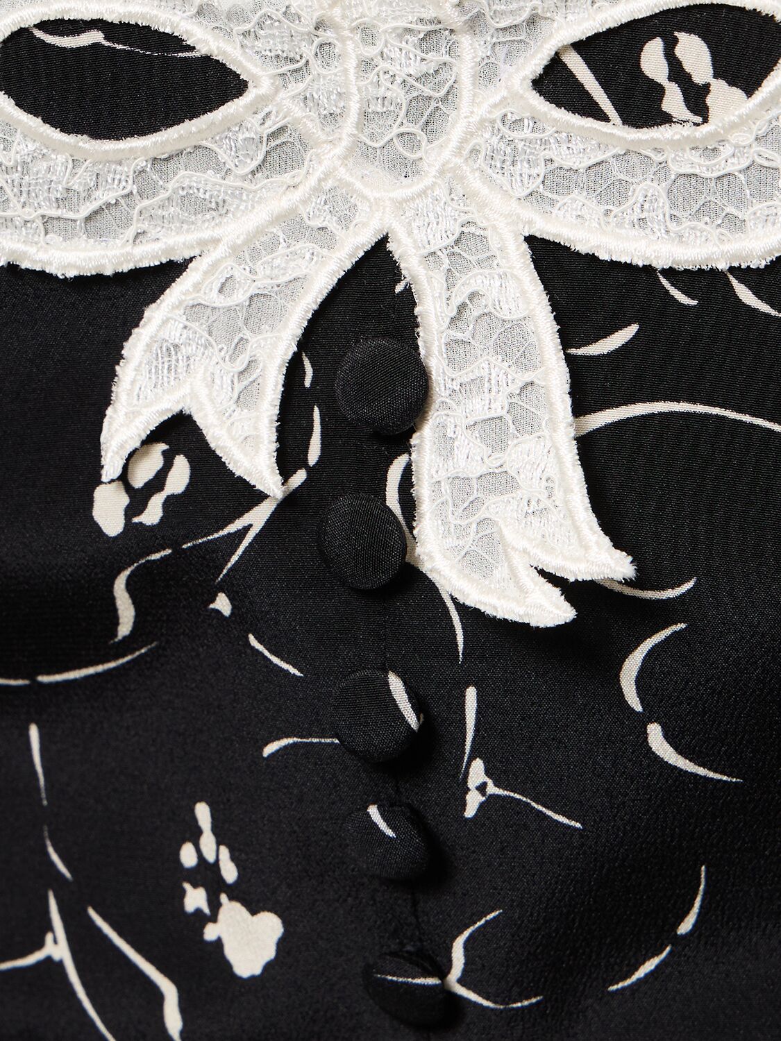 Shop Alessandra Rich Printed Silk Long Sleeve Mini Dress In Black,white
