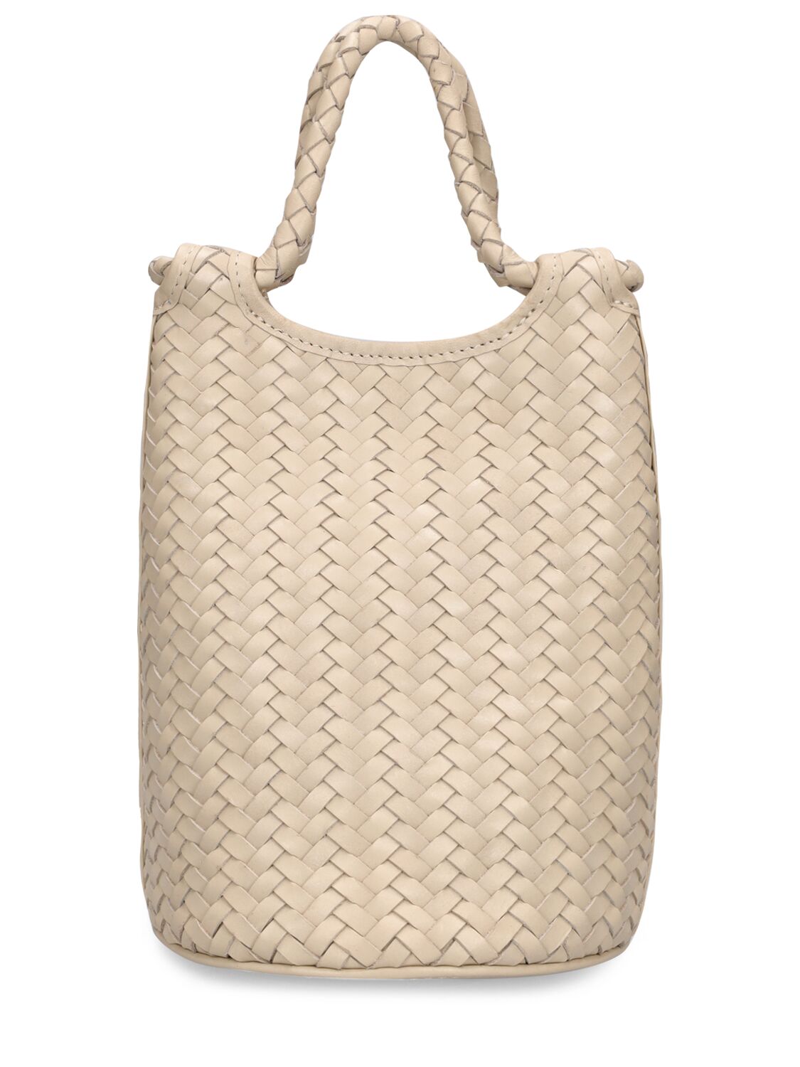 Bembien Lina Woven Leather Top Handle Bag In Cream