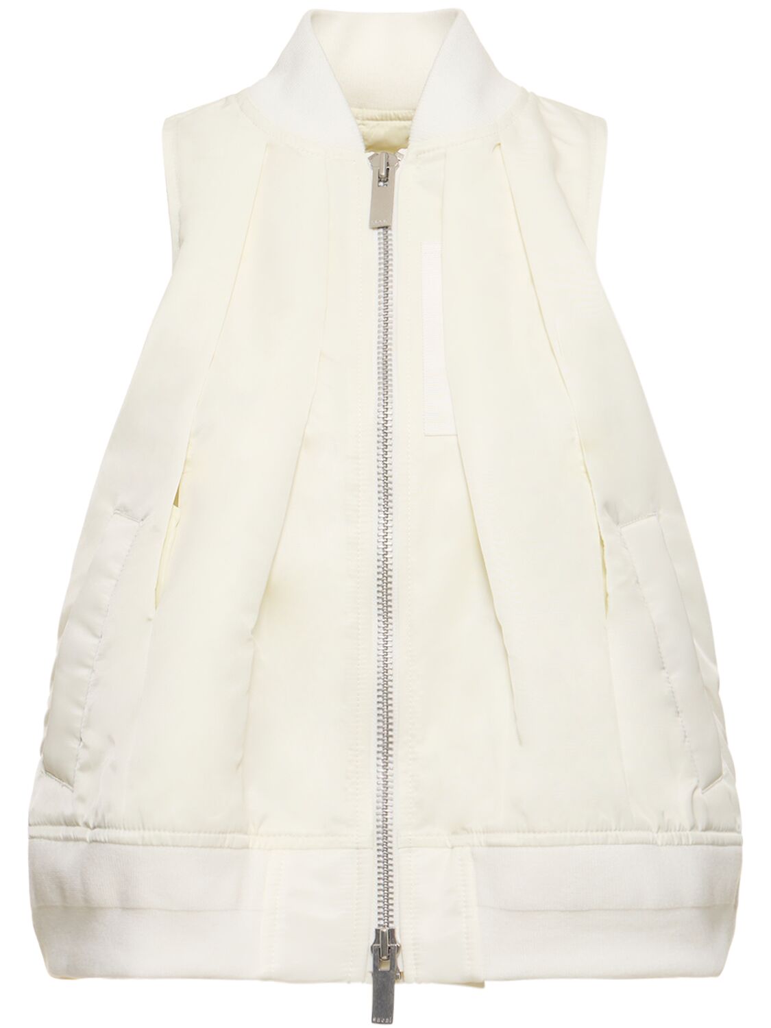 Sacai Sleeveless Nylon Zip-up Jacket In Ivory