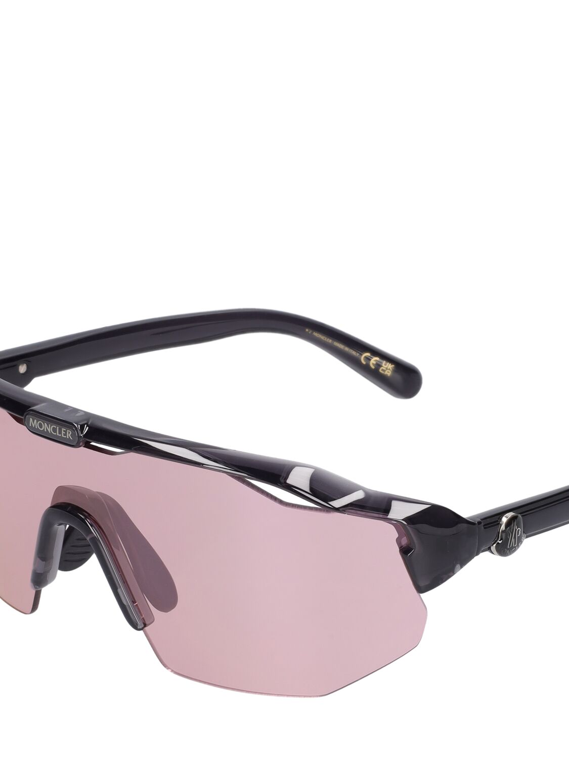 Shop Moncler Shield Acetate Mask Sunglasses In Pink