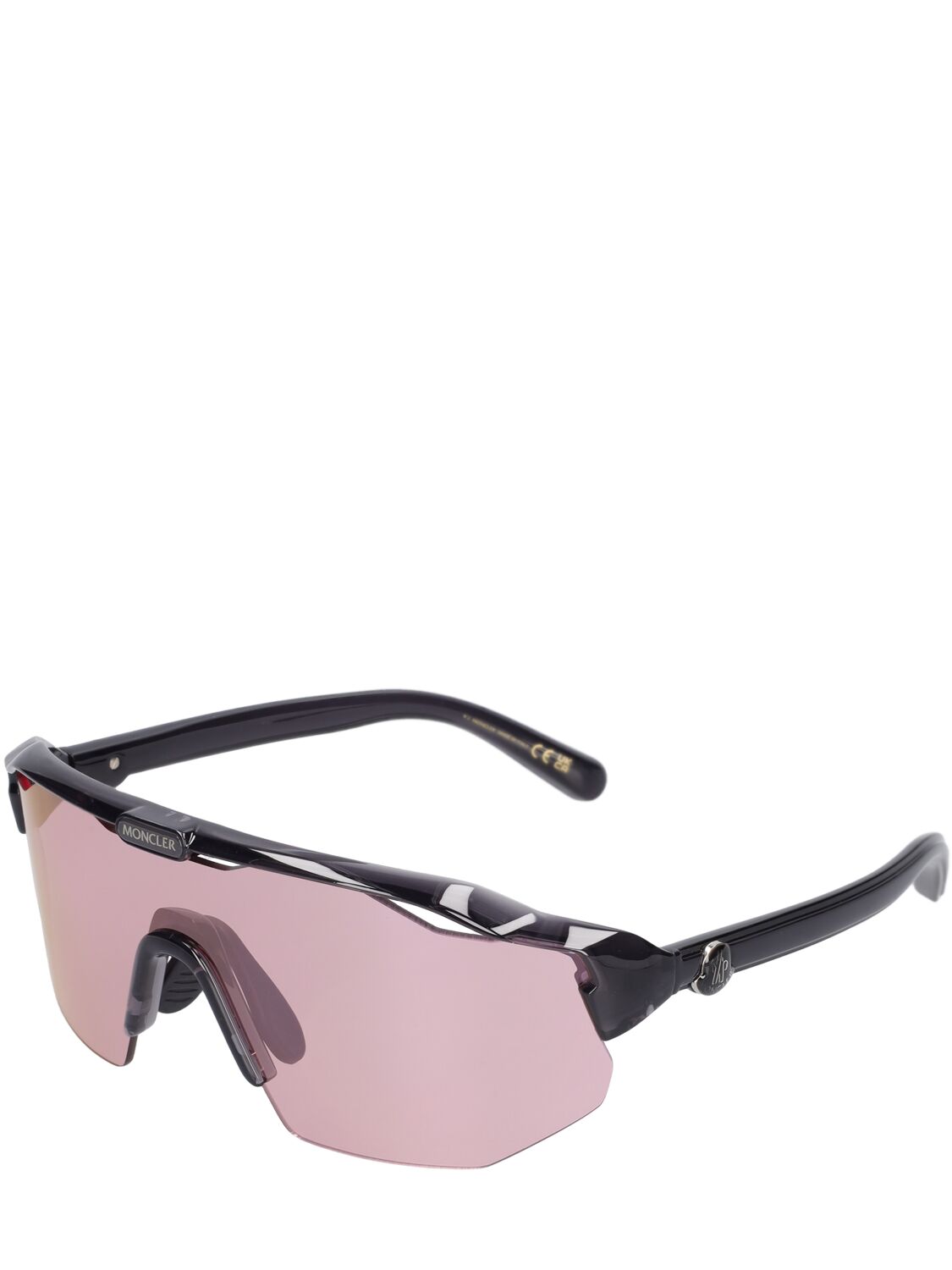 Shop Moncler Shield Acetate Mask Sunglasses In Pink