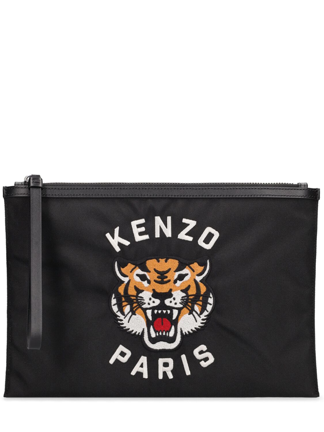 Kenzo Tiger Embroidery Pouch In Black