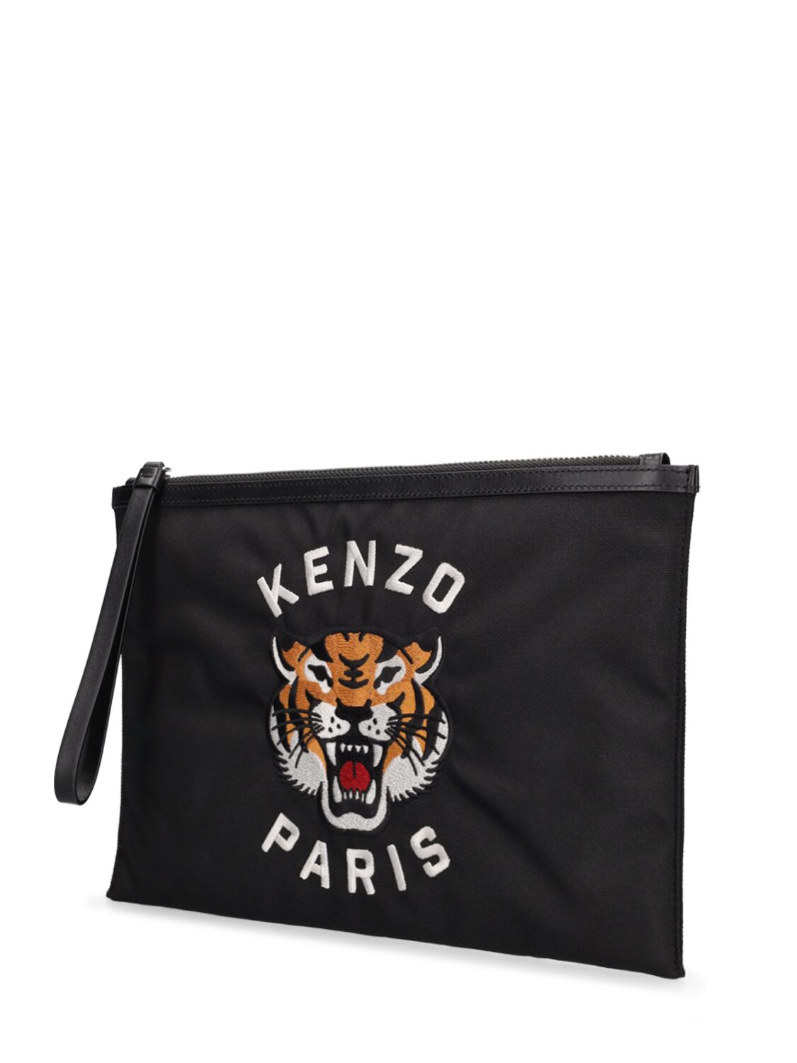 Shop Kenzo Tiger Embroidery Pouch In Black