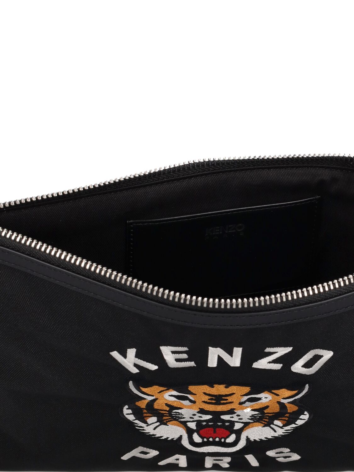 Shop Kenzo Tiger Embroidery Pouch In Black