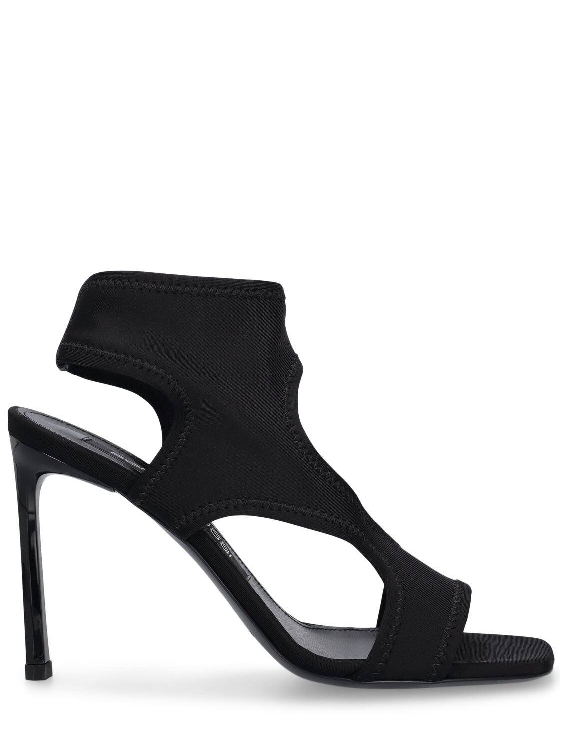 Shop Sergio Rossi 95mm Nylon Stretch Sandals In Black