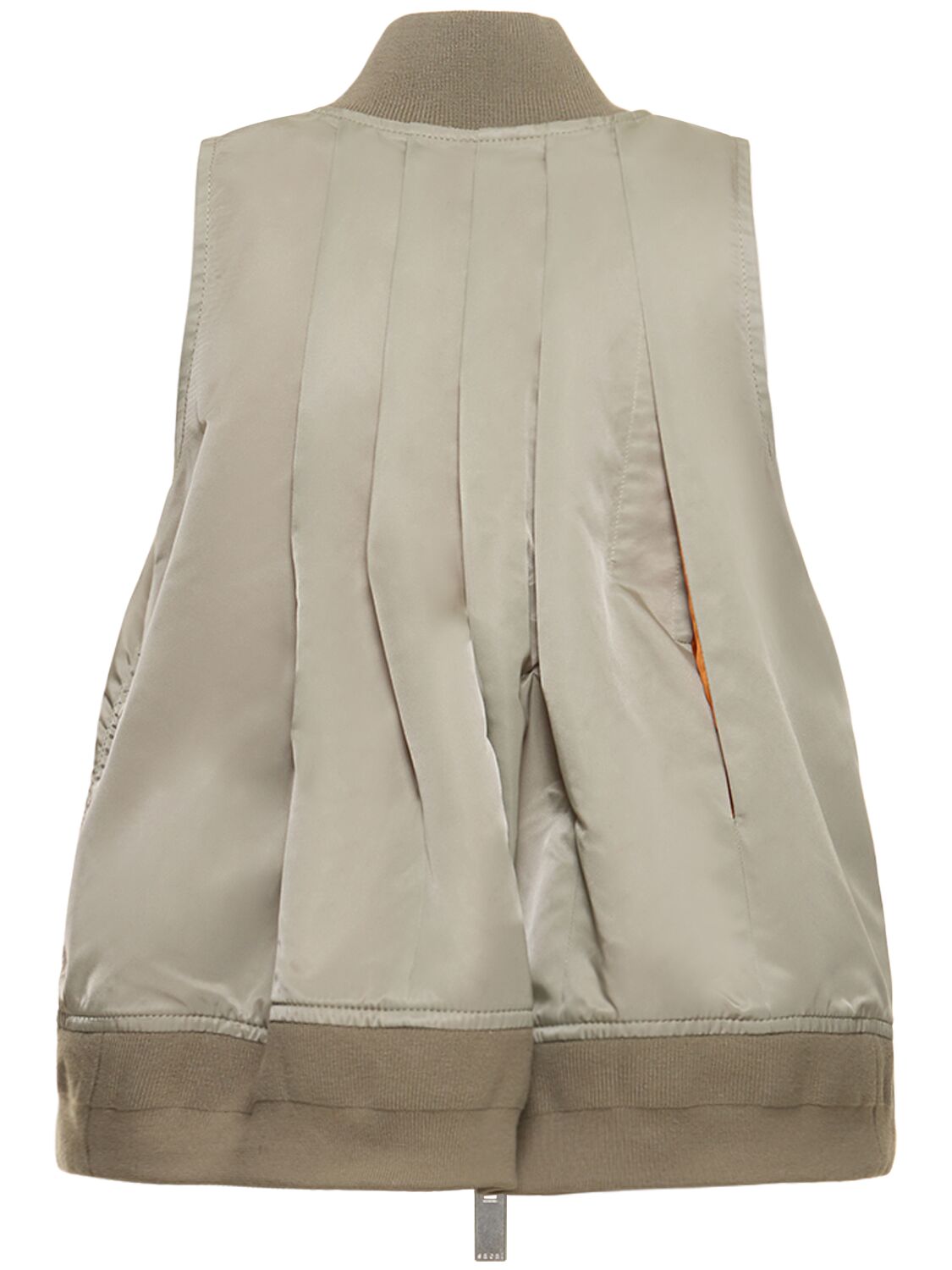 Shop Sacai Sleeveless Nylon Zip-up Jacket In Khaki