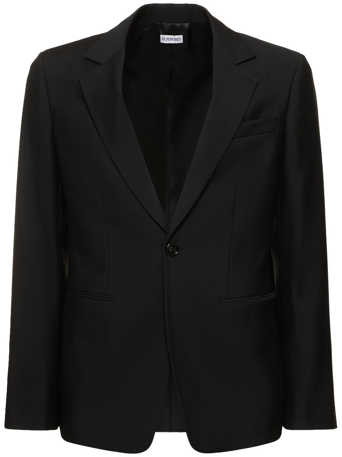 Burberry Single Breasted Wool Jacket In Black